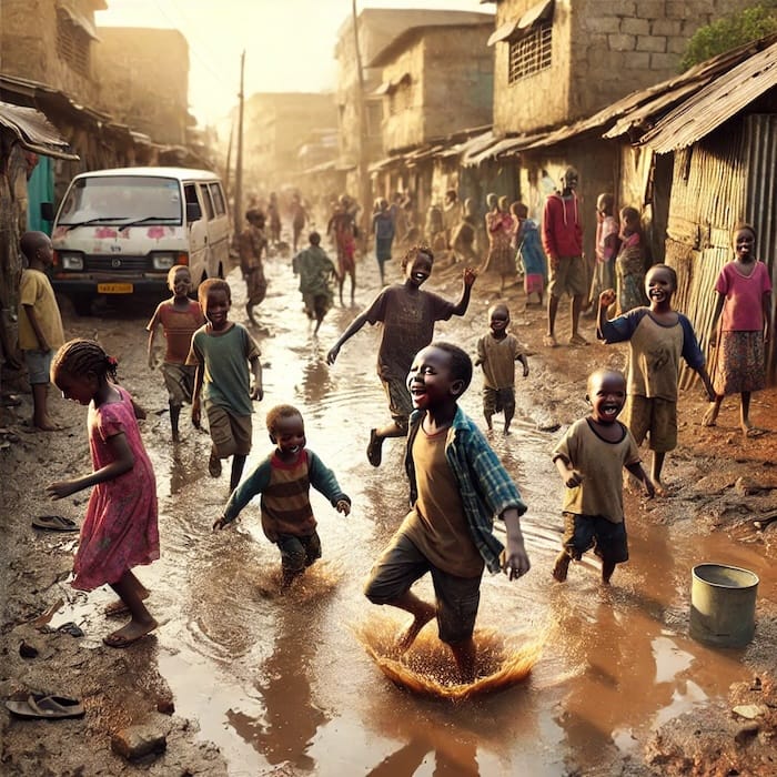 Children playing in the streets of Korogocho | AI generated